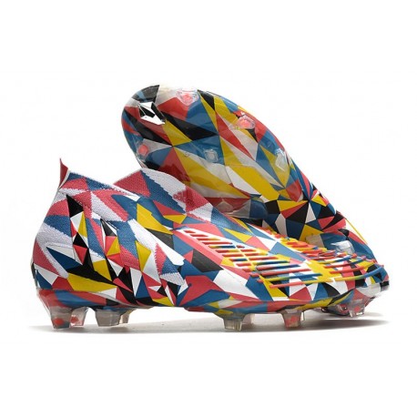 Botas fútbol Adidas Predator Geometric+ Edge Fg Bright Azul Team Amarillo Rojo Solar