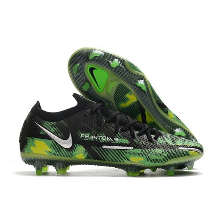 Nike Phantom GT II Elite FG Nuevo Negro Metallic Platino Verde