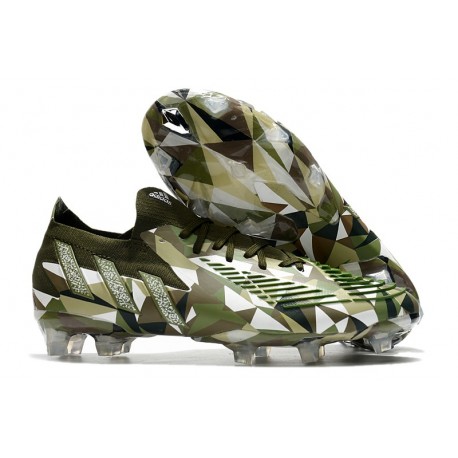 Adidas Predator Edge.1 Fg Low Cut Crystal Focus Oliva Plateado Metálico Magic Lima