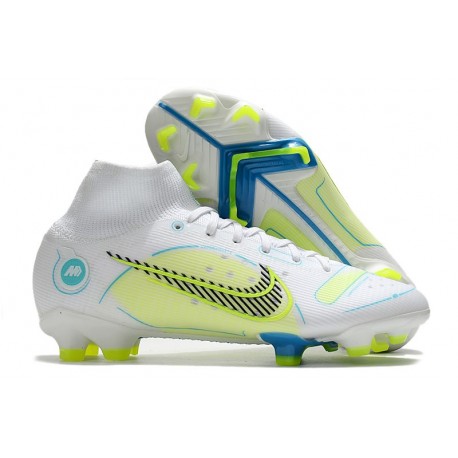 Nike Mercurial Superfly VIII Elite FG Blanco Azul Amarillo