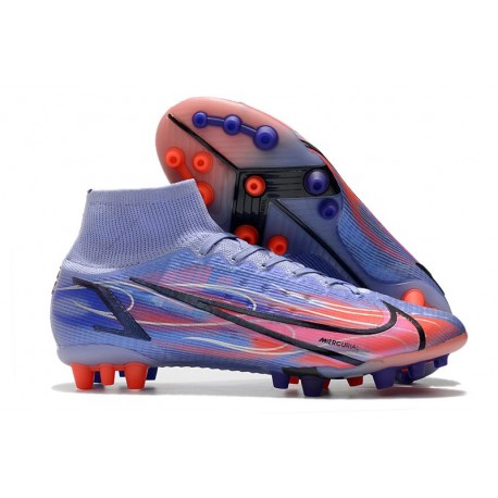 Botas Nike Mercurial Superfly VII Elite AG Pro Mbappe Lila Claro Plateado Metalizado
