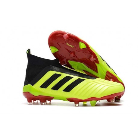 Zapatillas de fútbol Adidas Predator 18+ FG Para Hombre Volt Negro Rojo