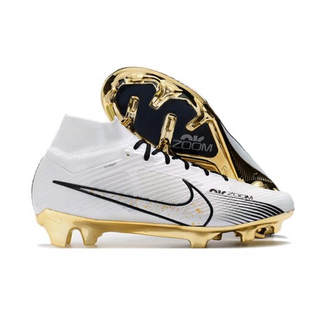 Nike Zoom Mercurial Superfly 9 Elite FG Blanco Oro Negro