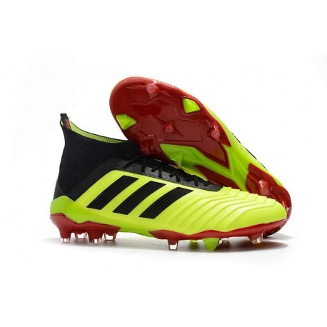 Botas de fútbol Adidas Predator 18.1 FG Para Hombre Volt Negro Rojo