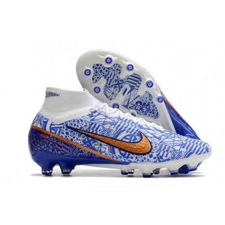 Nike Air Zoom Mercurial Superfly IX Elite AG Blanco Azul Oro