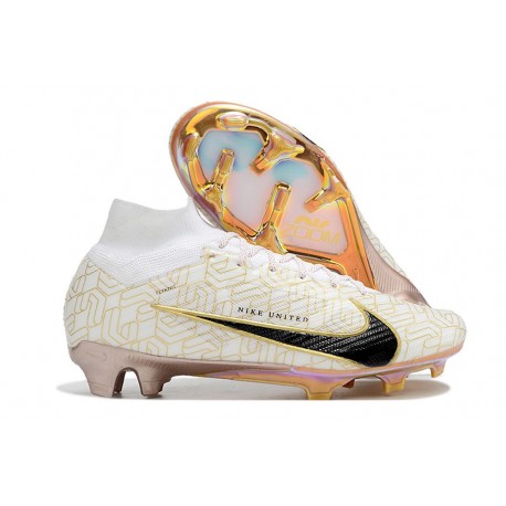 Nike Air Zoom Mercurial Superfly 9 Elite FG Blanco Oro Negro