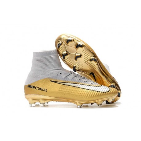 Nuevo Botas de fútbol Nike Mercurial Superfly 5 FG CR7 Quinto Triunfo Oro Blanco