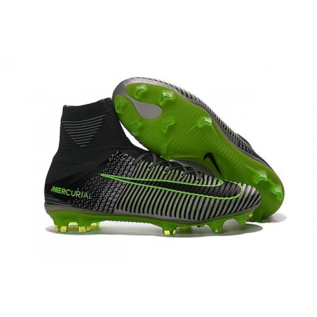 Zapatillas de fútbol Nike Mercurial Superfly V FG Para Hombre Gris Negro Verde