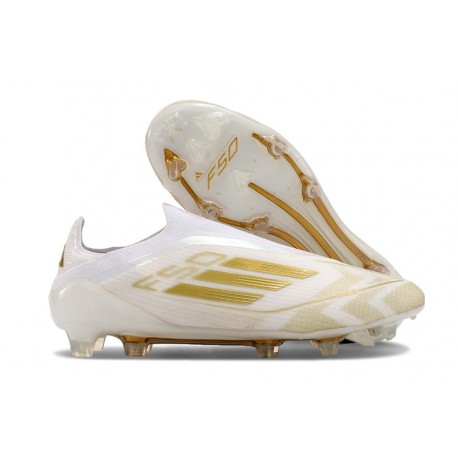 Zapatos de Fútbol adidas F50 Elite LL FG Ftwr Blanco Dorado Met