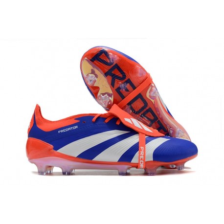 Botas Adidas Predator Elite Foldover Tongue FG Azul Lúcido Ftwr Blanco Rojo Solar