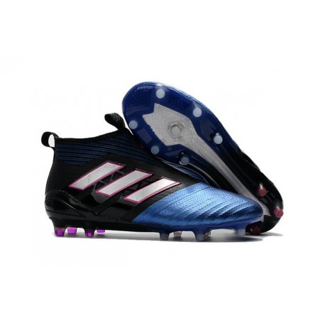 Tacos de futbol adidas Ace 17+ Purecontrol FG Negro Blanco Azul