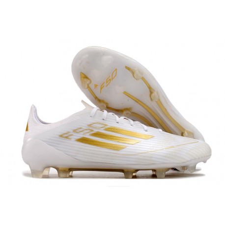 adidas F50 Elite FG Bota Ftwr Blanco Dorado Met
