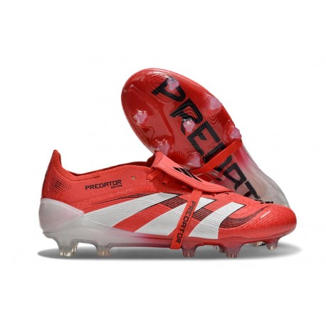 Adidas Predator 25 Elite Tongue FG Rojo Lúcido Blanco Negro