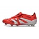 Adidas Predator 25 Elite Tongue FG Rojo Lúcido Blanco Negro