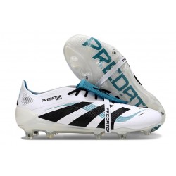 Adidas Predator 25 Elite Tongue FG Blanco Negro Ciano