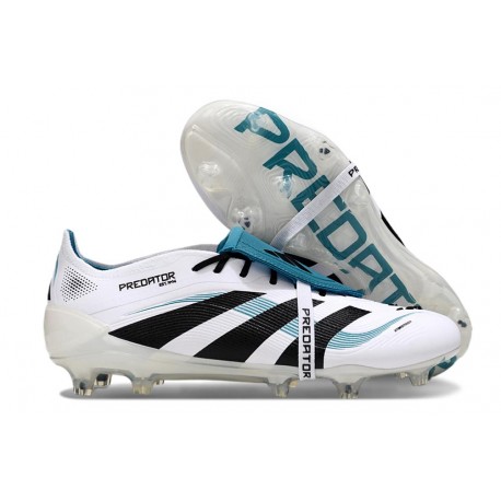 Adidas Predator 25 Elite Tongue FG Blanco Negro Ciano