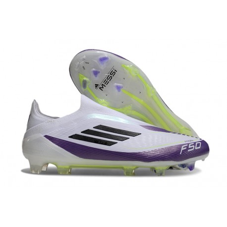Zapatos de Fútbol adidas F50 Elite LL FG X Messi Ftwr Blanco Negro Morado Unity