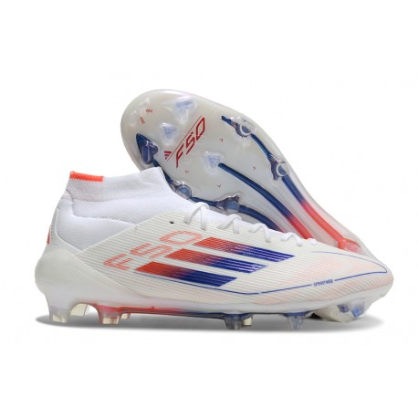 Zapatilla adidas F50 Elite Mid FG Blanco Rojo Solar Azul Lúcido