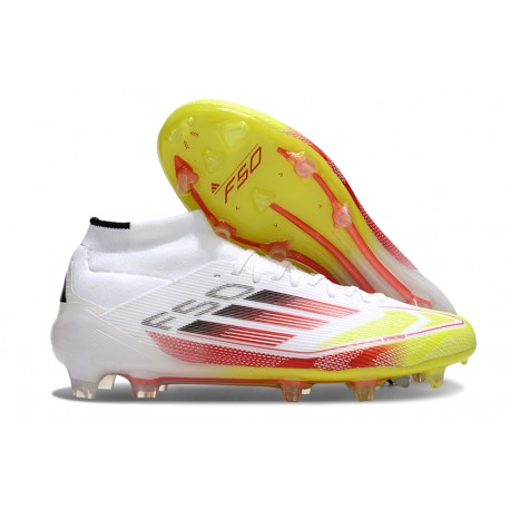 Zapatilla adidas F50 Elite Mid FG Ftwr Blanco Rojo Amarillo
