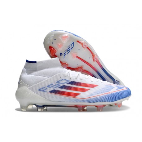 Zapatilla adidas F50 Elite Mid FG Ftwr Blanco Rojo Azul Lúcido