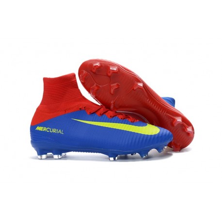 Nuevo Botas de fútbol Nike Mercurial Superfly 5 FG Azul Rojo Amarillo