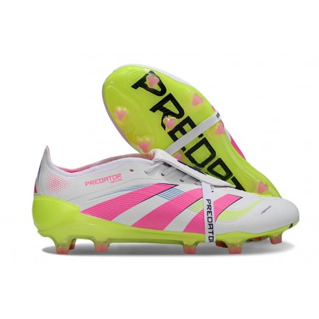 Adidas Predator 25 Elite Tongue FG Blanco Rosa Lúcido Limón Lúcido
