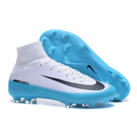 Baratas Botas de fútbol Nike Mercurial Superfly V FG Blanco Azul Negro