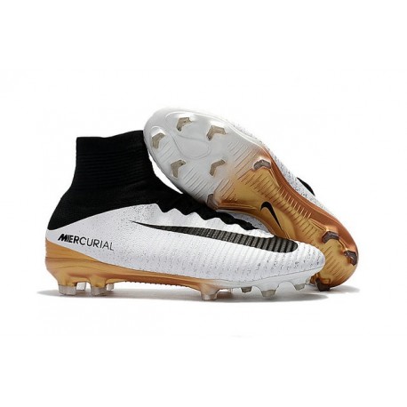 Nuevo Botas de fútbol Nike Mercurial Superfly 5 FG Blanco Oro Negro