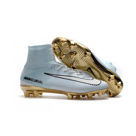 Botas de fútbol Nike Mercurial Superfly V FG CR7 Blanco Oro Negro