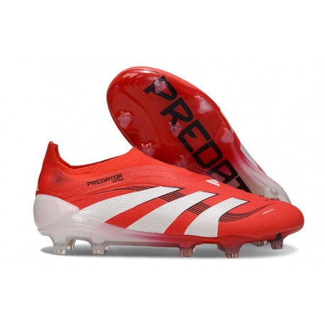 adidas Predator Elite Laceless FG Rojo Lúcido Blanco Negro