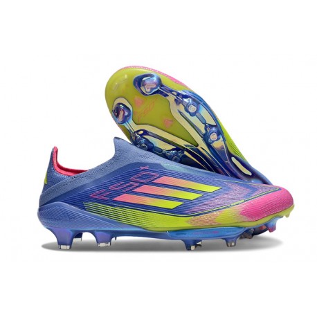 Botas de Futbol adidas F50 + LL FG Azul Fusion Limón Lúcido Rosa Lúcido