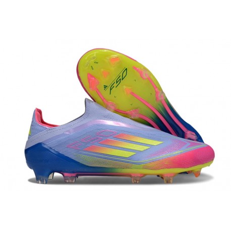 Zapatos de Fútbol adidas F50 Elite LL FG Azul Fusion Limón Lúcido Rosa Lúcido