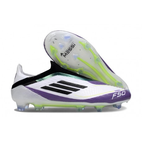 Zapatos de Fútbol adidas F50 Elite LL FG X Messi Ftwr Blanco Negro Morado Unity