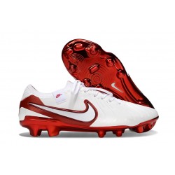 Bota de Futbol Nike Tiempo Legend 10 Elite FG Blanco Carmesí Vivo