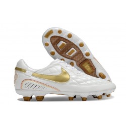 Bota de Futbol Nike Tiempo Legend 10 Elite FG R10 Blanco Oro