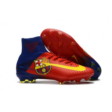 Nuevo Botas de fútbol Nike Mercurial Superfly 5 FG Barcelona FC Azul Rojo Amarillo