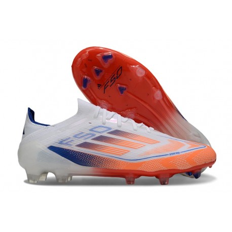 Zapatillas de Fútbol adidas F50 Elite FG Blanco Rojo Solar Azul Lúcido