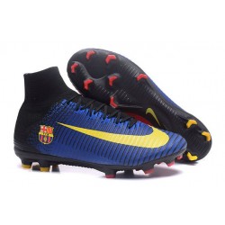 Zapatillas de fútbol Nike Mercurial Superfly V FG Para Hombre Barcelona FC Azul Rojo Amarillo Negro