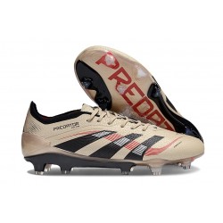 Botas de Fútbol Adidas Predator Elite FG Platino Met Negro Rojo