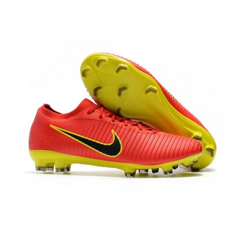 Botas de fútbol Nike Mercurial Vapor Flyknit Ultra FG Rojo Amarillo Negro