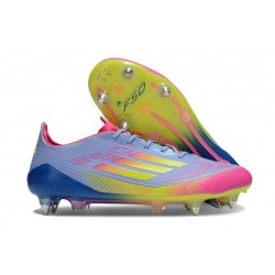 Zapatos de Fútbol Adidas F50 Elite SG-Pro Azul Fusion Limón Lúcido Rosa Lúcido