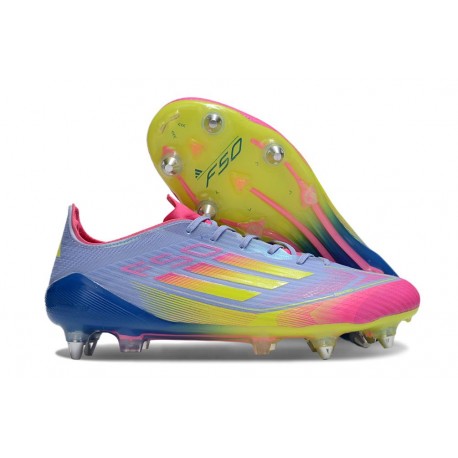Zapatos Adidas F50 Elite SG-Pro Azul Fusion Limón Lúcido Rosa Lúcido