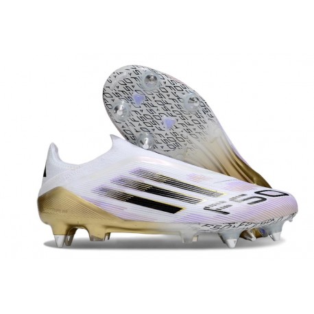 Zapatos de Fútbol Adidas F50 Elite SG-Pro Blanco Negro Met Dorado