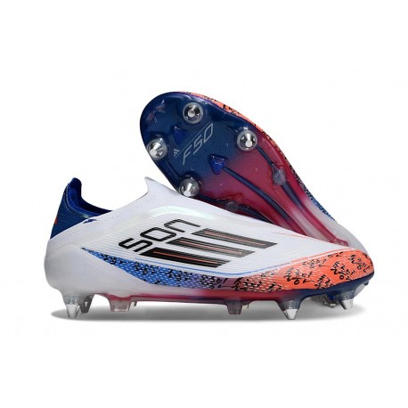 Zapatos de Fútbol Adidas F50 Elite SG-Pro Blanco Negro Rojo Azul