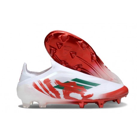 Bota adidas F50 Elite Sin Cordones FG Blanco Rojo Verde