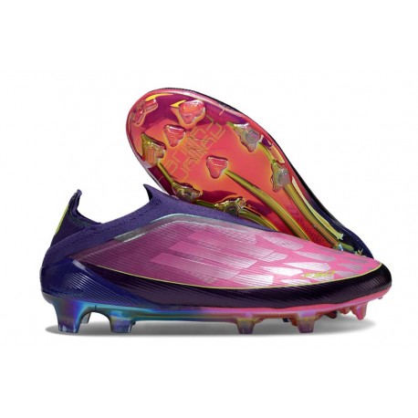 Bota adidas F50 Elite Sin Cordones FG Lamine Yamal Unity Morado Ftwr Blanco Limón Lúcido