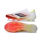 Bota adidas F50 Elite Sin Cordones FG Blanco Negro Amarillo