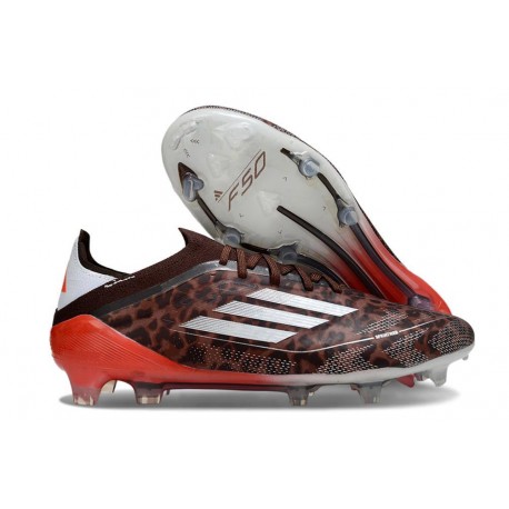 Zapatillas de Fútbol adidas F50 Elite FG Leopardo Plateado Rojo