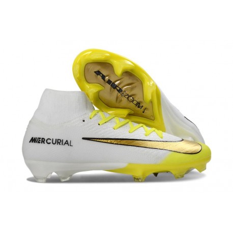 Zapatos Nike Zoom Mercurial Superfly 10 Elite FG Blanco Dorado Amarillo