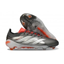 Adidas Predator 26 Elite Low FG Hierro Met. Ftwr Blanco Rojo Lúcido